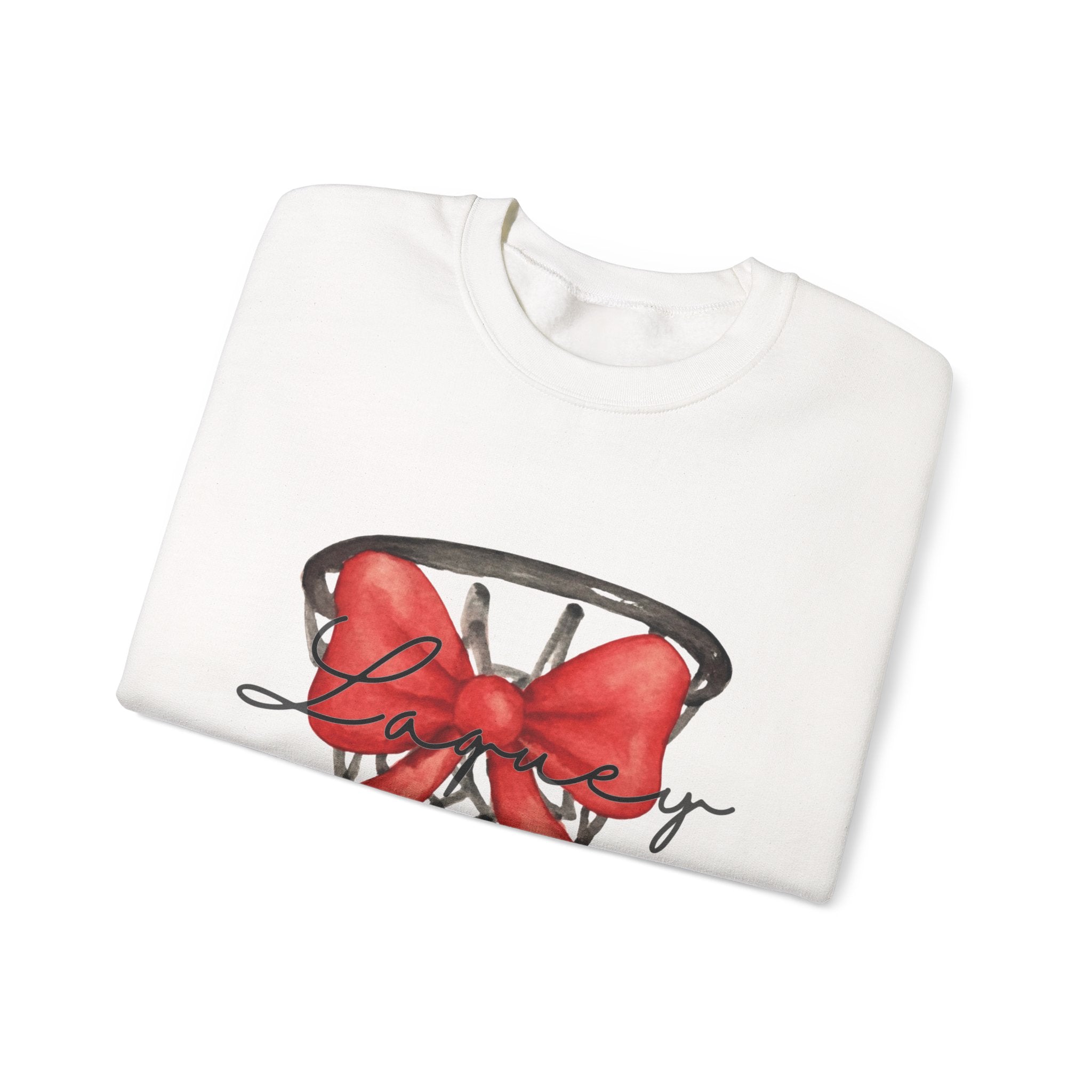 Basketball Hoop with Red Bow Sweatshirt – Basketball Season Holiday Crewneck