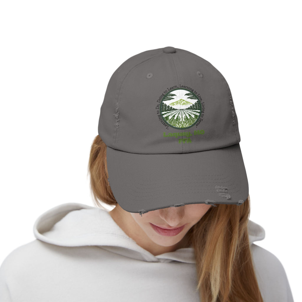Distressed Baseball Cap — Laquey, MO FFA Scenic Farm Logo