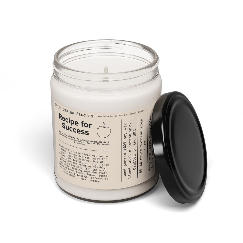 Recipe for Success  - Sports Themed Scented Soy Candle — 9oz Jar (Warm Apple & Cozy Notes)