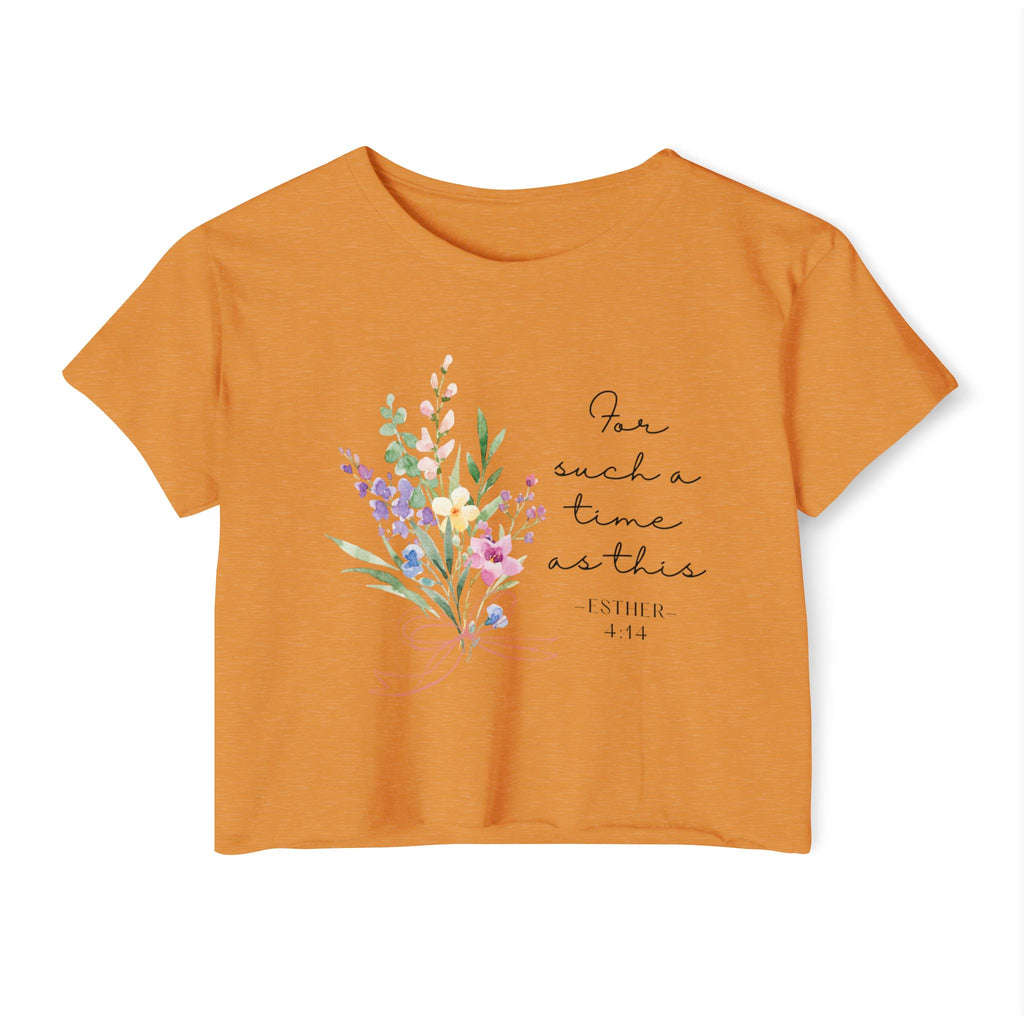 Crop Top — Floral "For Such a Time as This" Inspirational Festival Tee