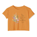 Crop Top — Floral "For Such a Time as This" Inspirational Festival Tee