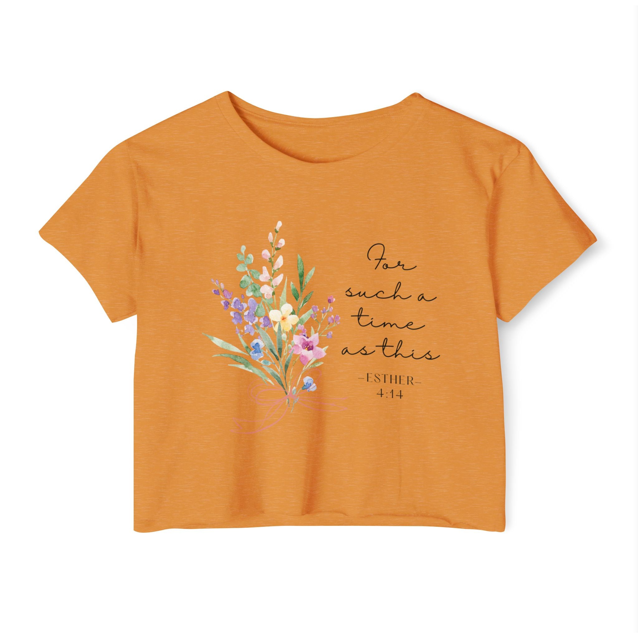Crop Top — Floral "For Such a Time as This" Inspirational Festival Tee