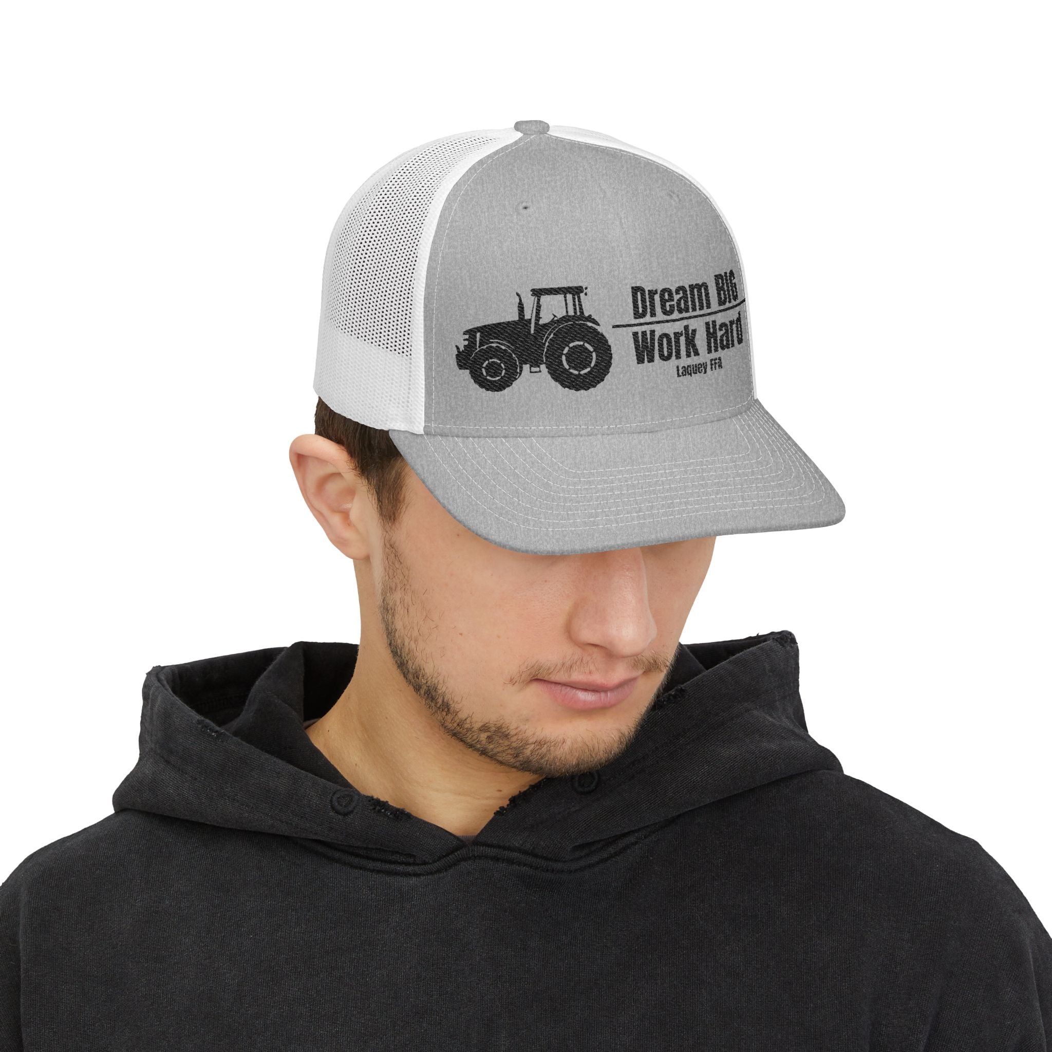 Trucker Cap — 'Dream Big Work Hard' Embroidered Tractor Snapback