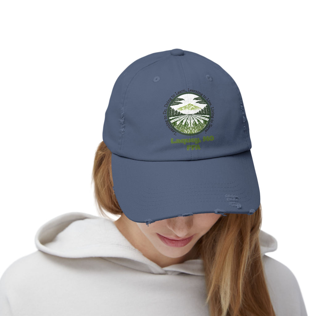 Distressed Baseball Cap — Laquey, MO FFA Scenic Farm Logo