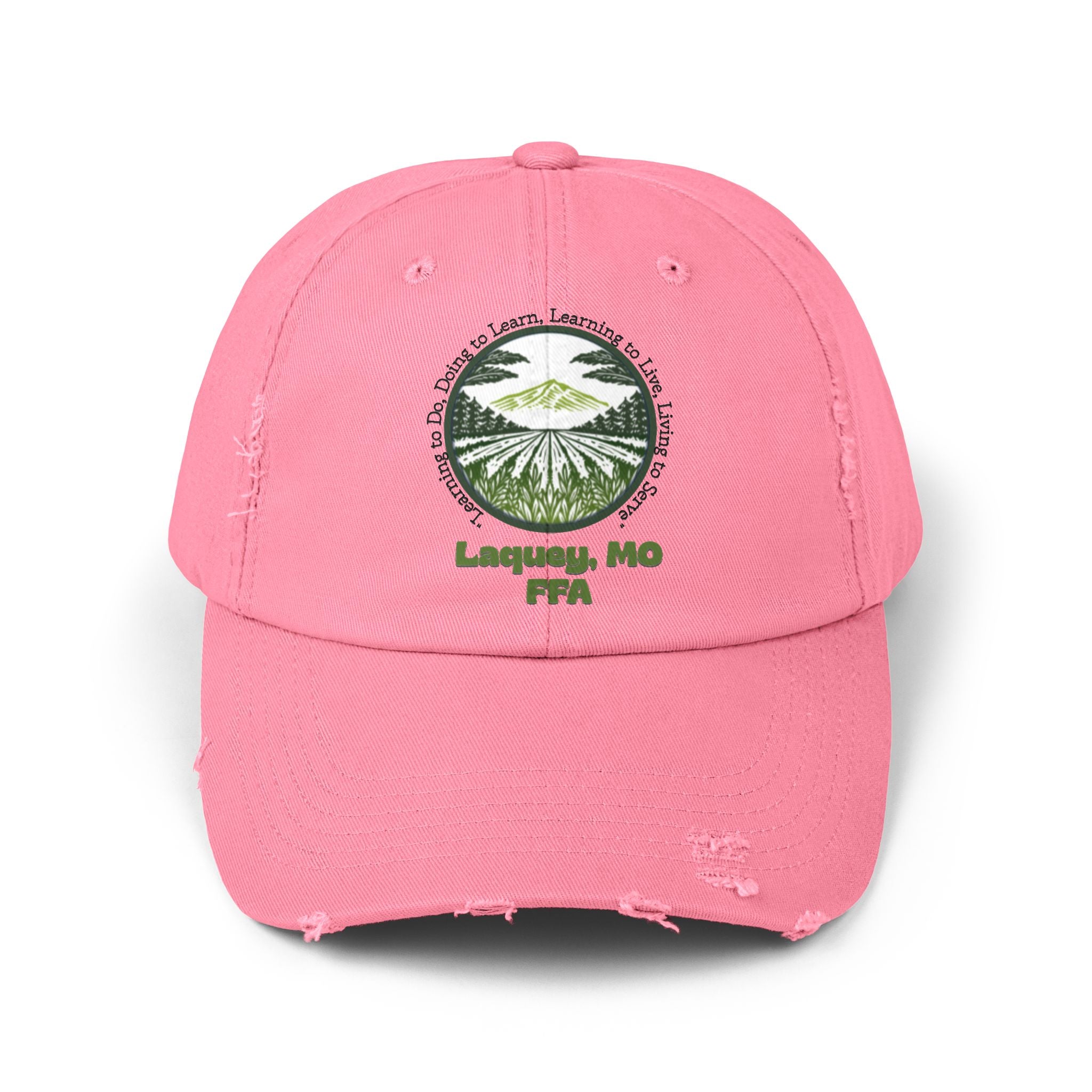 Distressed Baseball Cap — Laquey, MO FFA Scenic Farm Logo