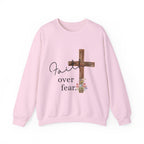 Faith Over Fear Sweatshirt — Floral Cross Christian Crewneck