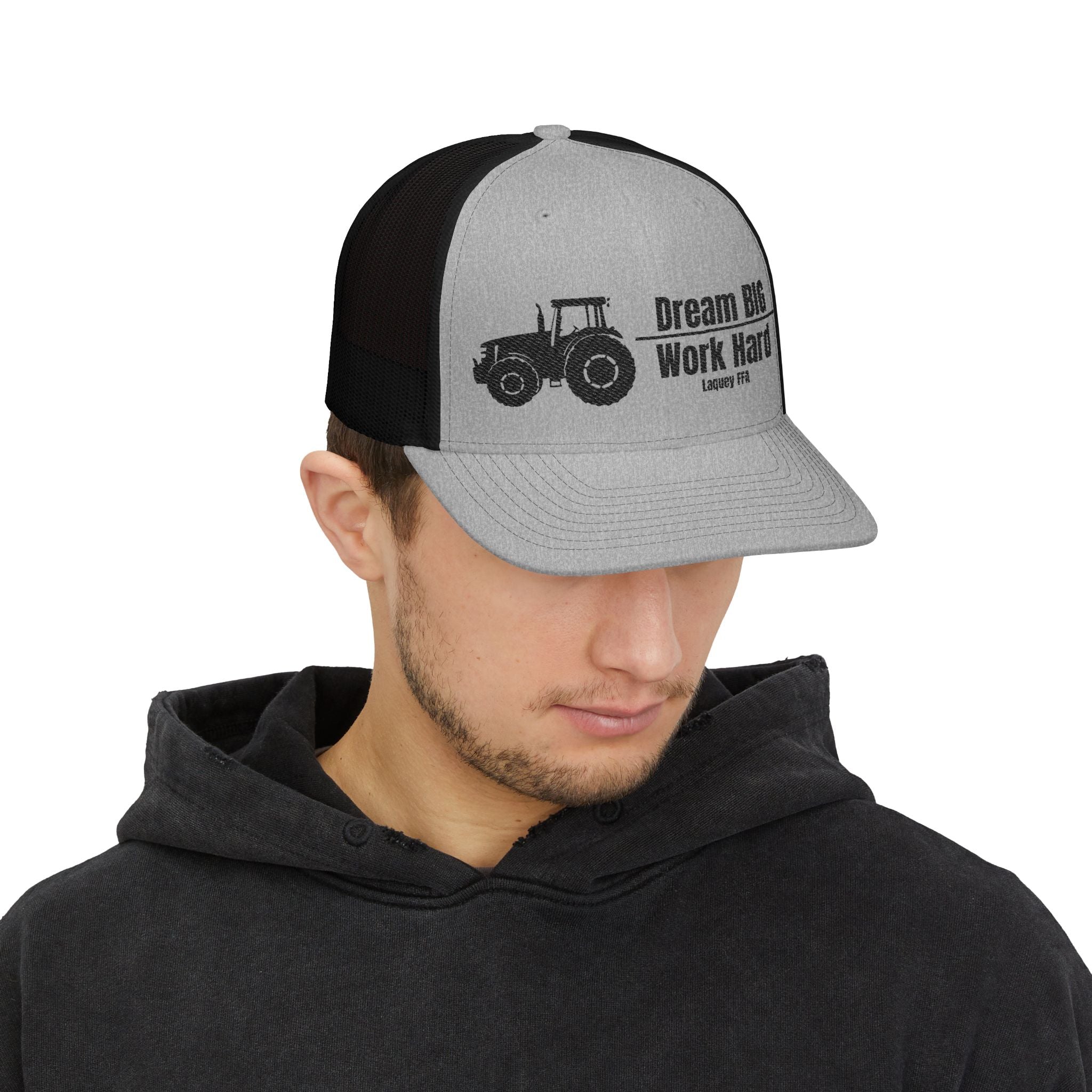 Trucker Cap — 'Dream Big Work Hard' Embroidered Tractor Snapback
