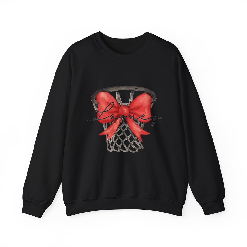 Basketball Hoop with Red Bow Sweatshirt – Basketball Season Holiday Crewneck