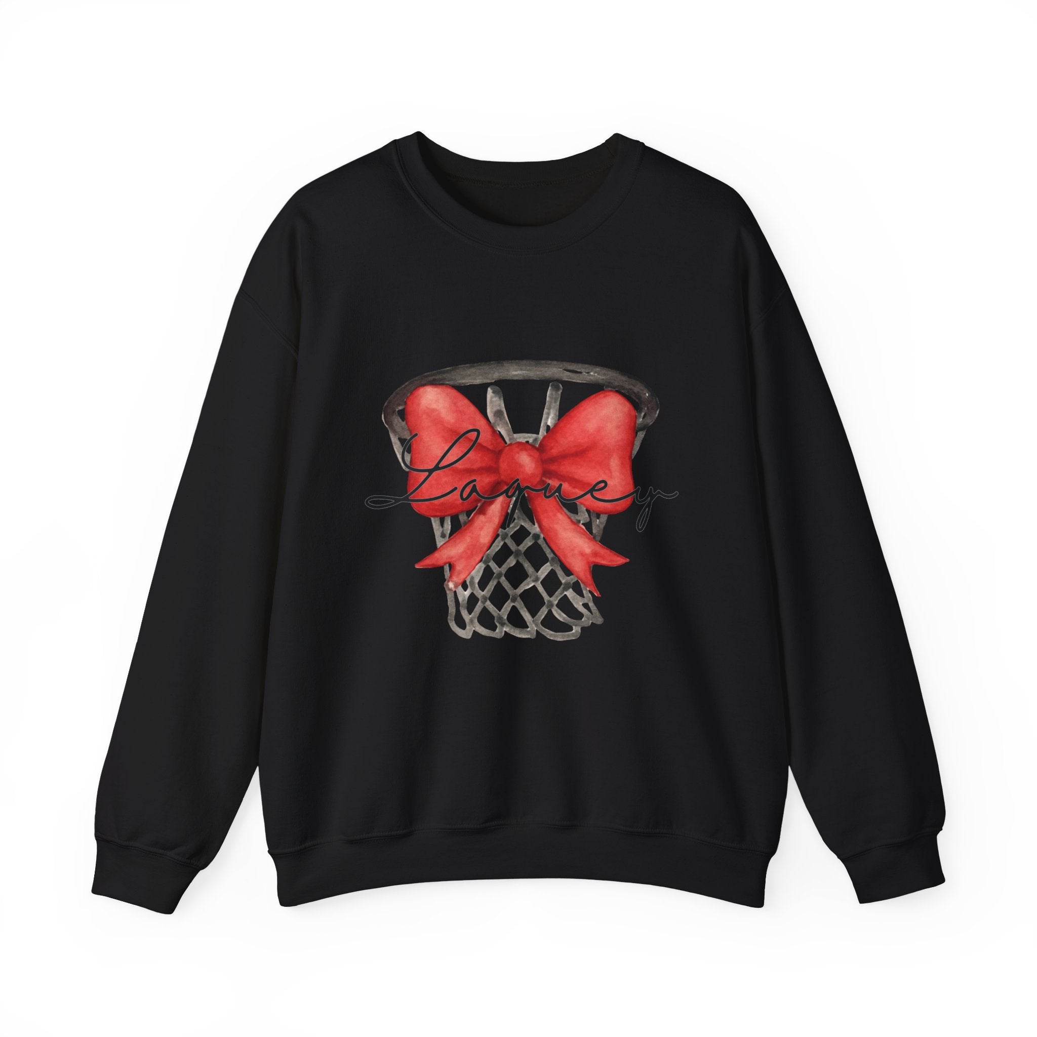 Basketball Hoop with Red Bow Sweatshirt – Basketball Season Holiday Crewneck