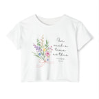Crop Top — Floral "For Such a Time as This" Inspirational Festival Tee
