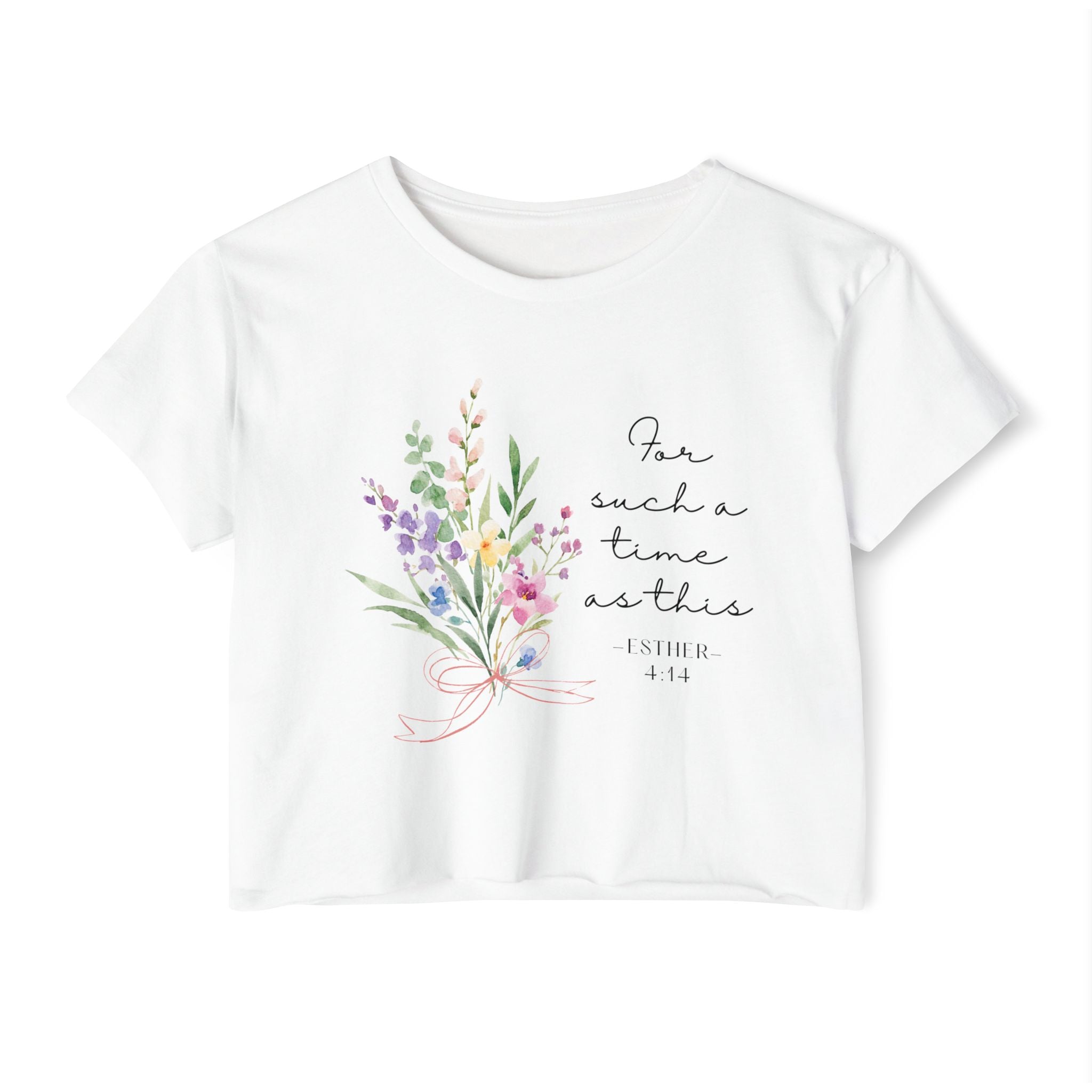 Crop Top — Floral "For Such a Time as This" Inspirational Festival Tee