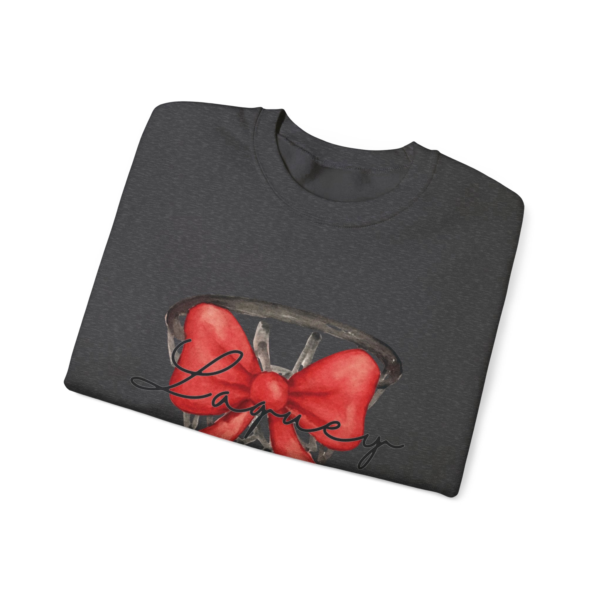 Basketball Hoop with Red Bow Sweatshirt – Basketball Season Holiday Crewneck