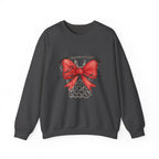 Basketball Hoop with Red Bow Sweatshirt – Basketball Season Holiday Crewneck