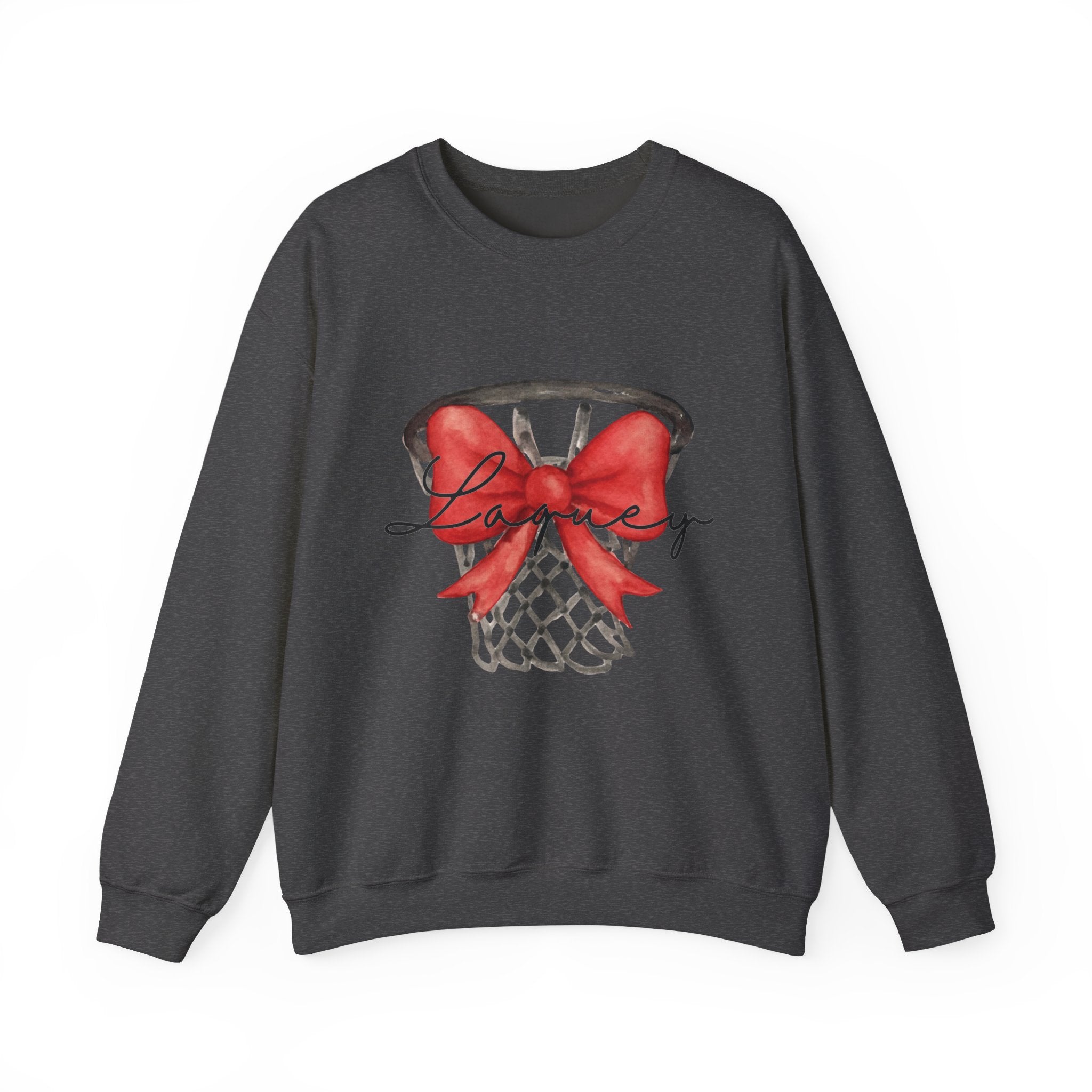 Basketball Hoop with Red Bow Sweatshirt – Basketball Season Holiday Crewneck