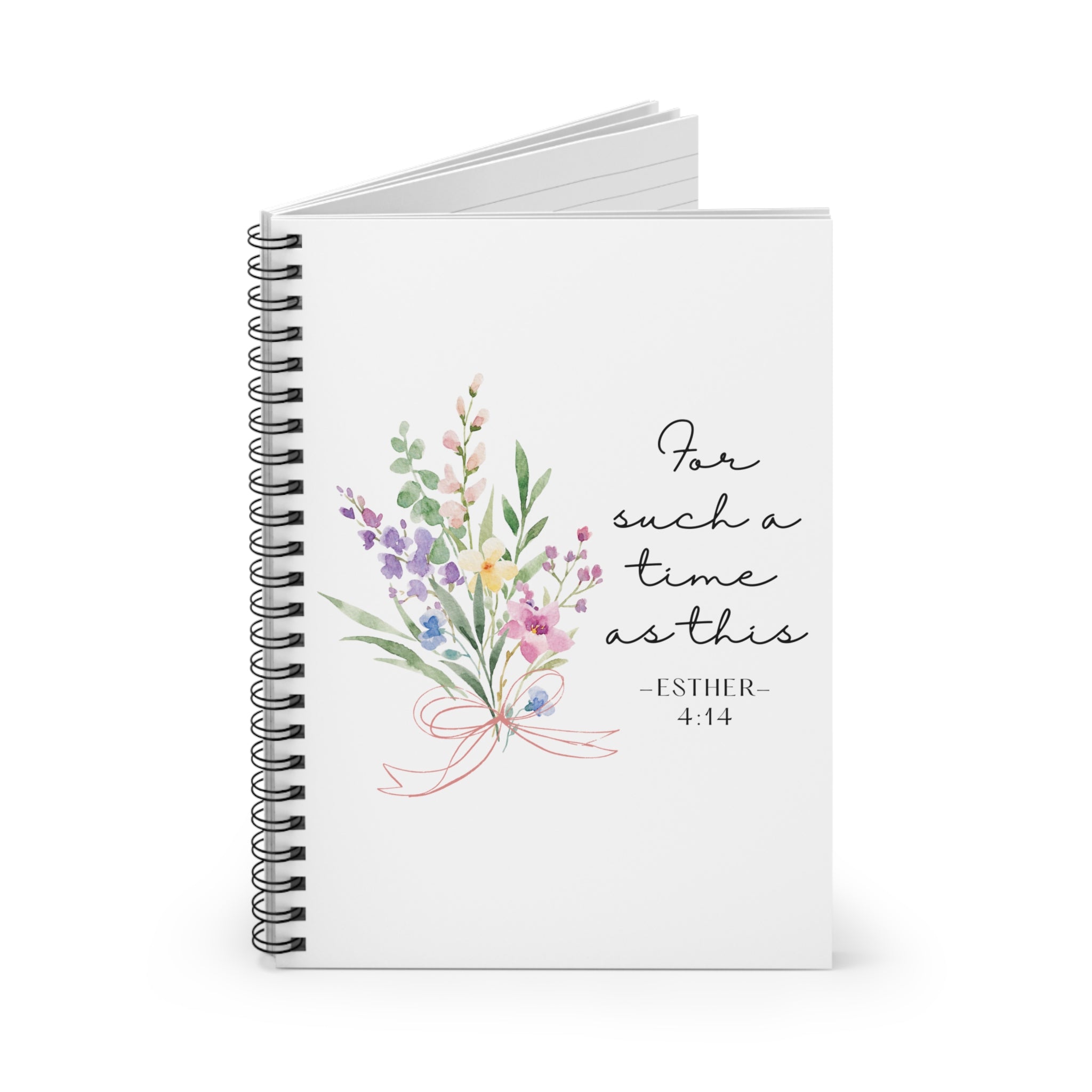 Floral Scripture Spiral Notebook — “For Such a Time as This” (Esther 4:14)