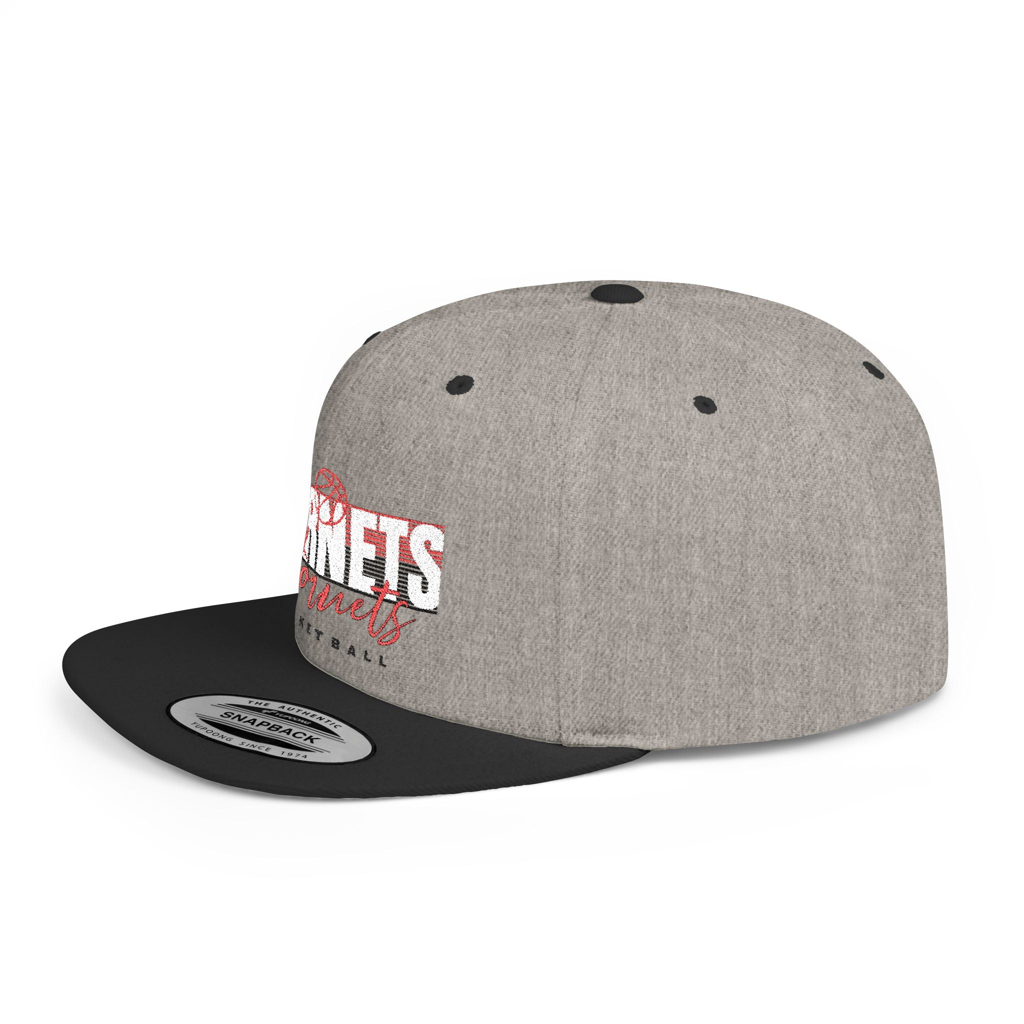 Flat Bill Snapback Hat — "Hornets Basketball" Vintage Distressed Logo