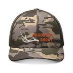 Camo Trucker Hat — Embroidered Antler Logo "Shooters Shoot"