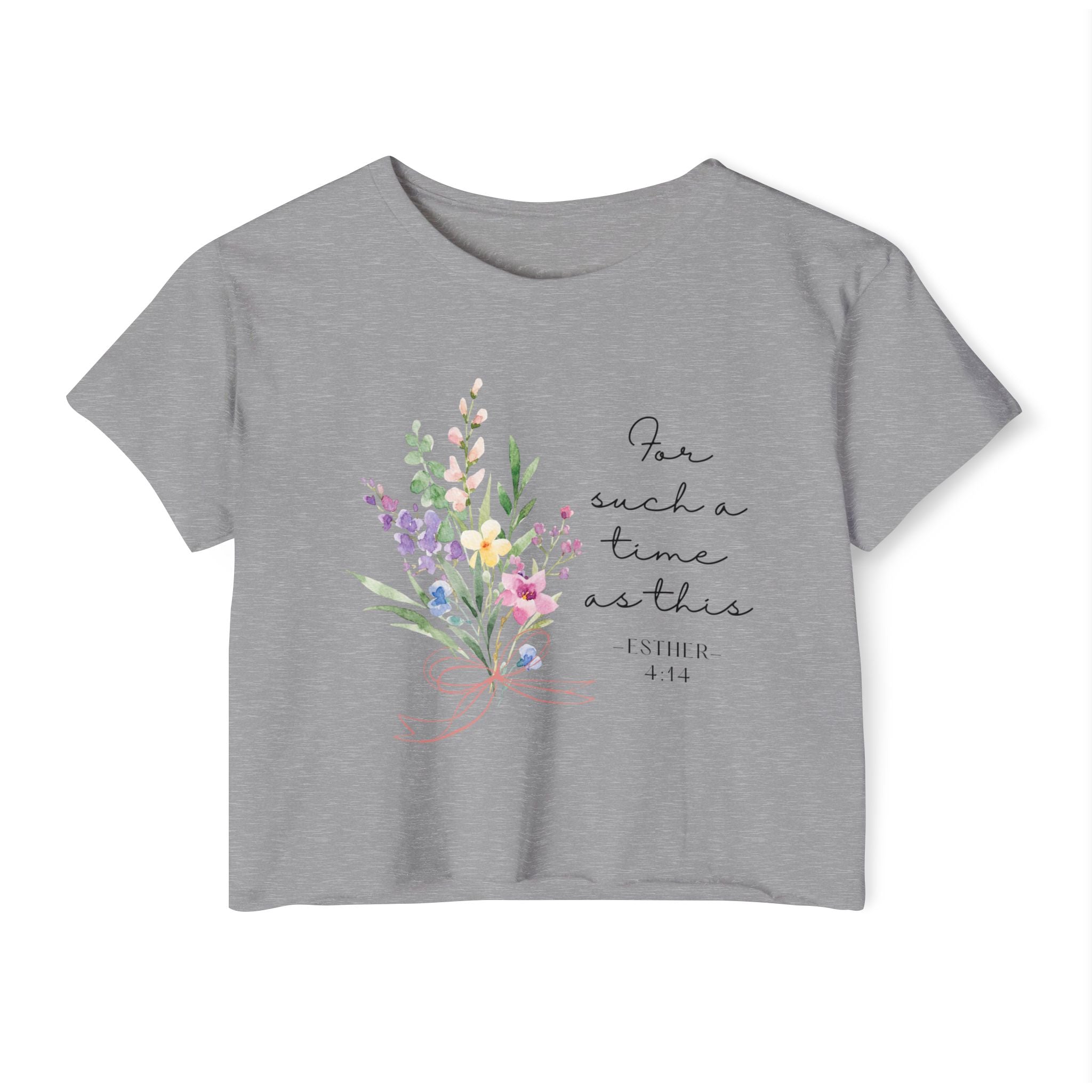 Crop Top — Floral "For Such a Time as This" Inspirational Festival Tee