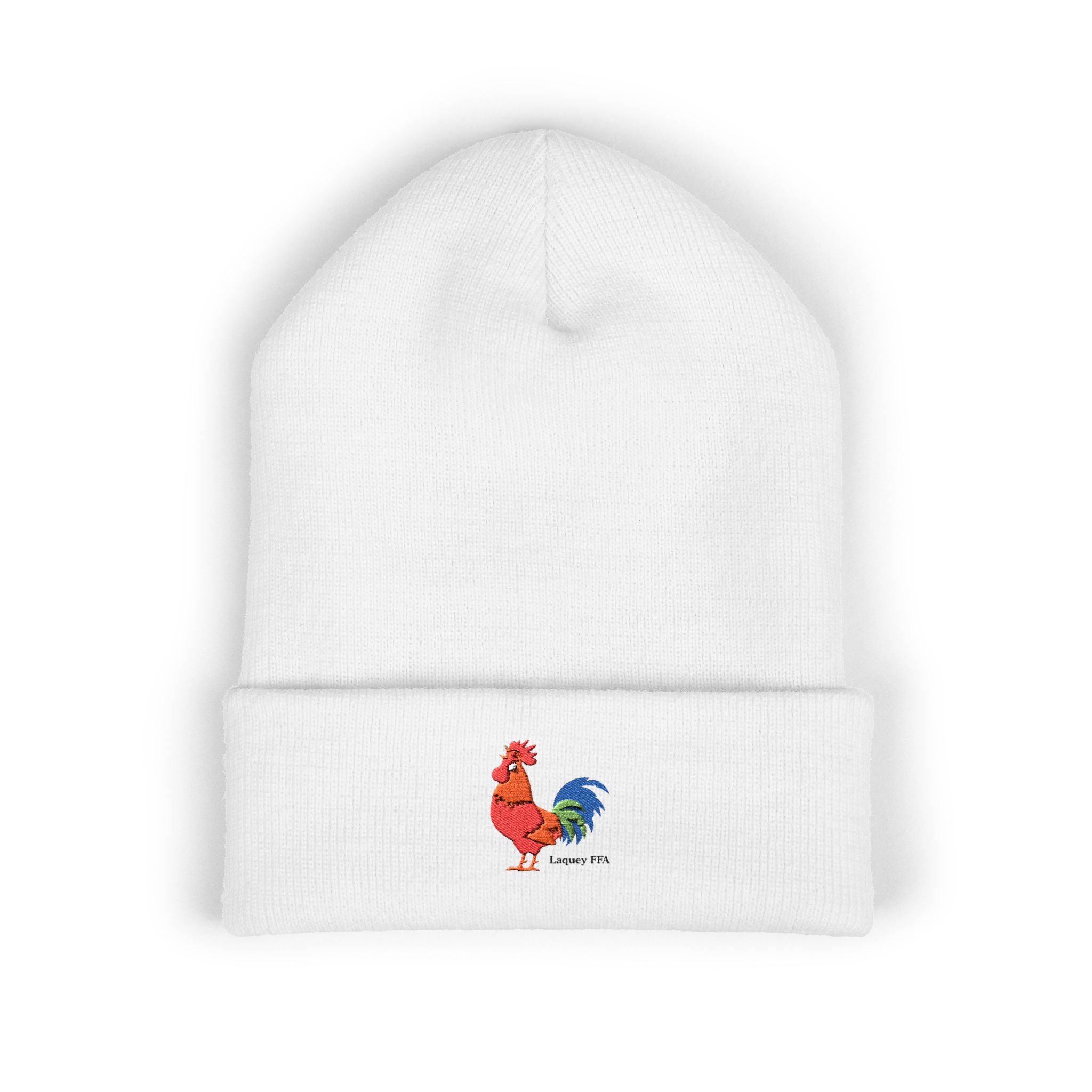 Embroidered Colorful Rooster Cuffed Beanie — Farmhouse Winter Hat
