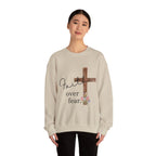 Faith Over Fear Sweatshirt — Floral Cross Christian Crewneck