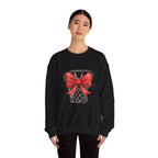 Basketball Hoop with Red Bow Sweatshirt – Basketball Season Holiday Crewneck