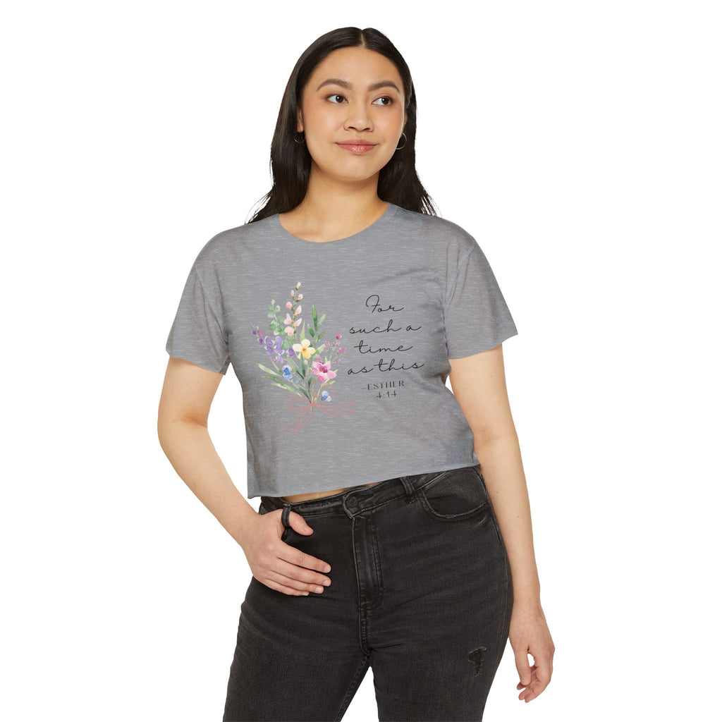 Crop Top — Floral "For Such a Time as This" Inspirational Festival Tee