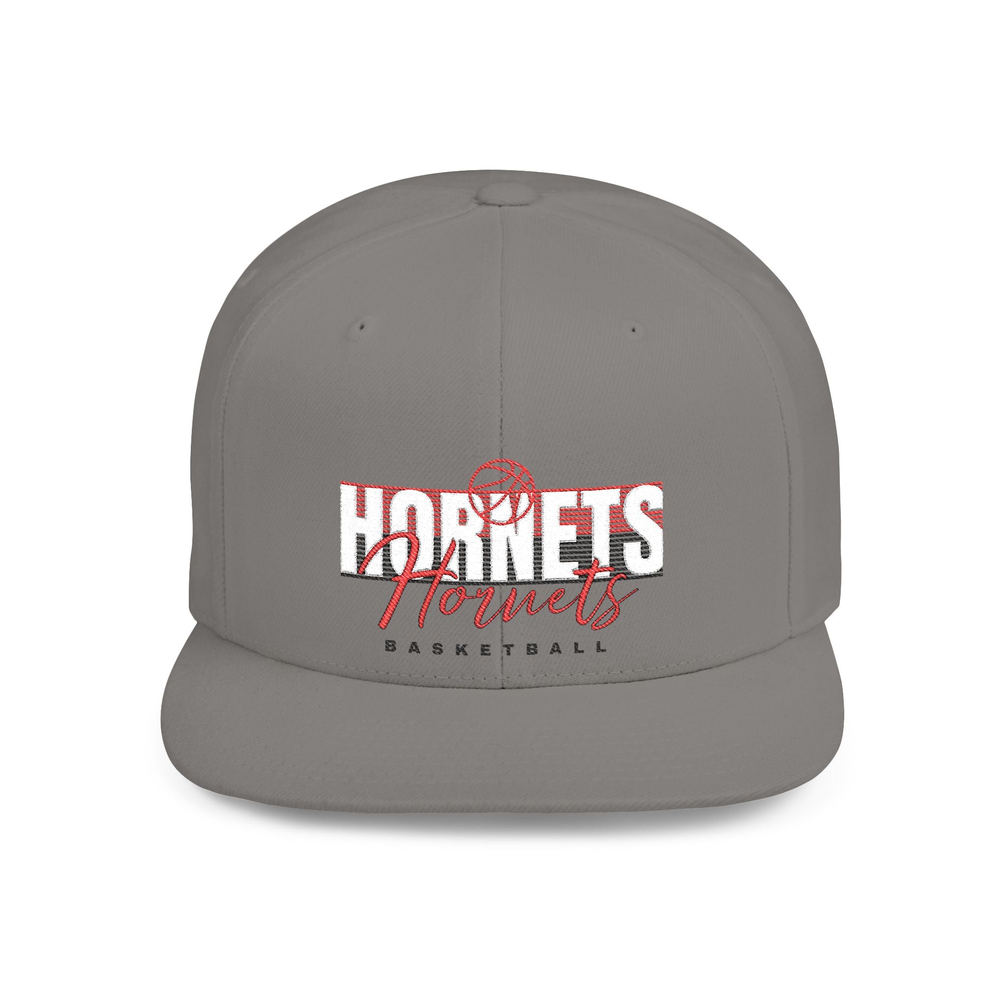 Flat Bill Snapback Hat — "Hornets Basketball" Vintage Distressed Logo