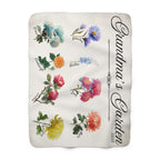 Custom Design - Grandma’s Garden Sherpa Blanket — Personalized Floral Names & Year