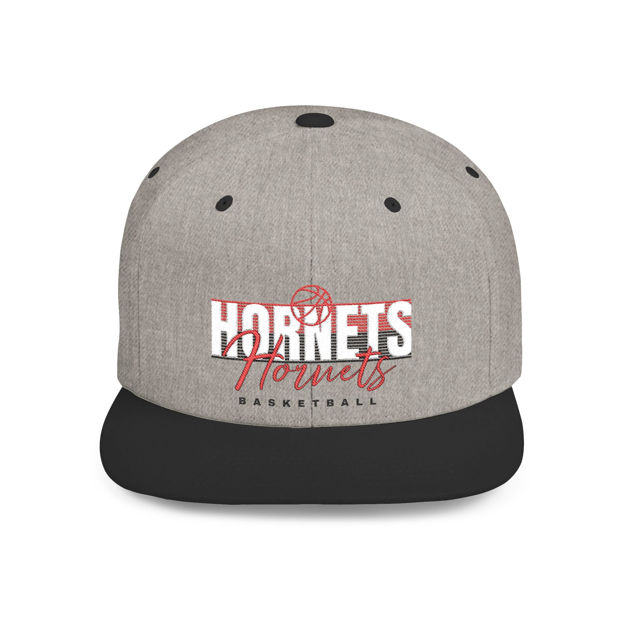 Flat Bill Snapback Hat — "Hornets Basketball" Vintage Distressed Logo