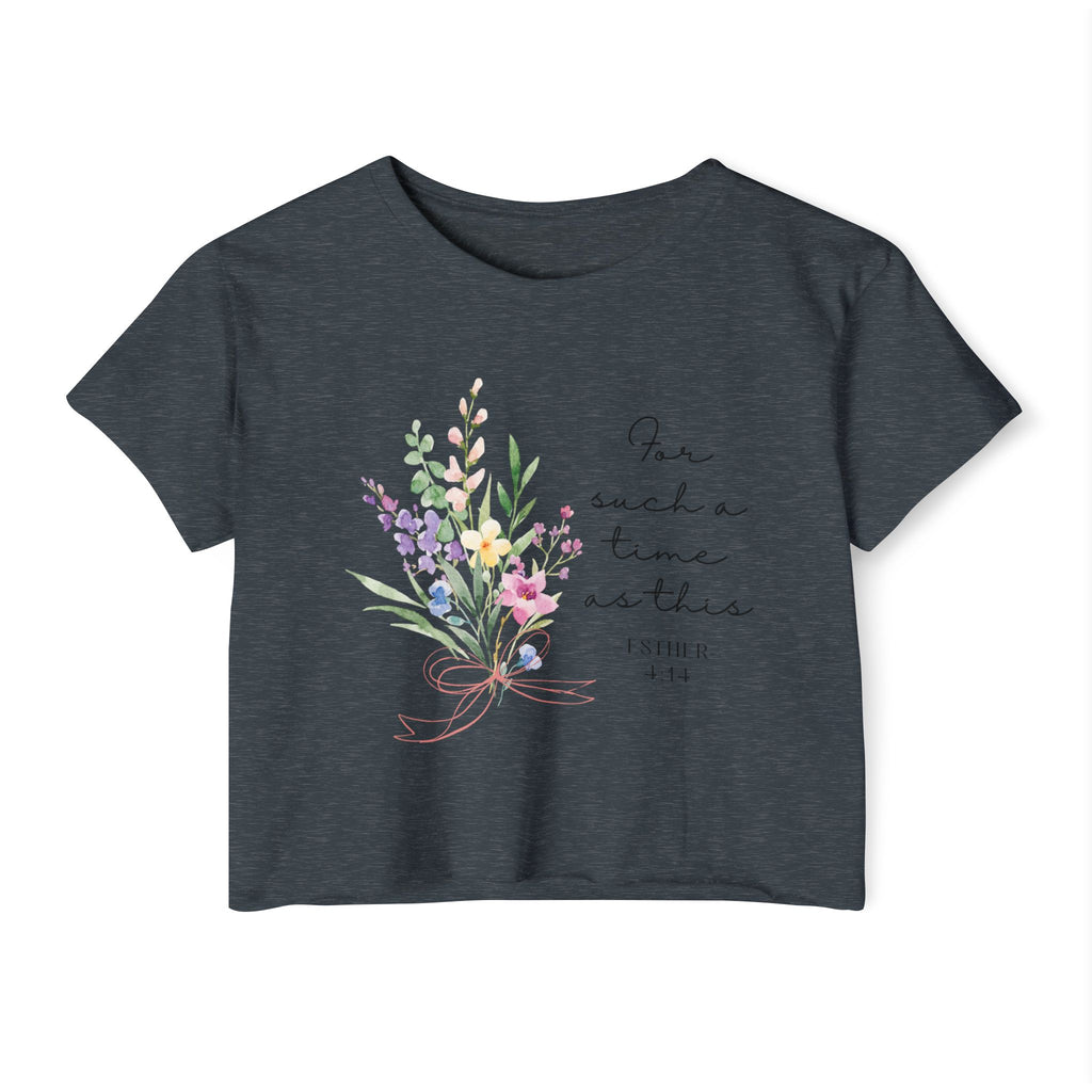 Crop Top — Floral "For Such a Time as This" Inspirational Festival Tee