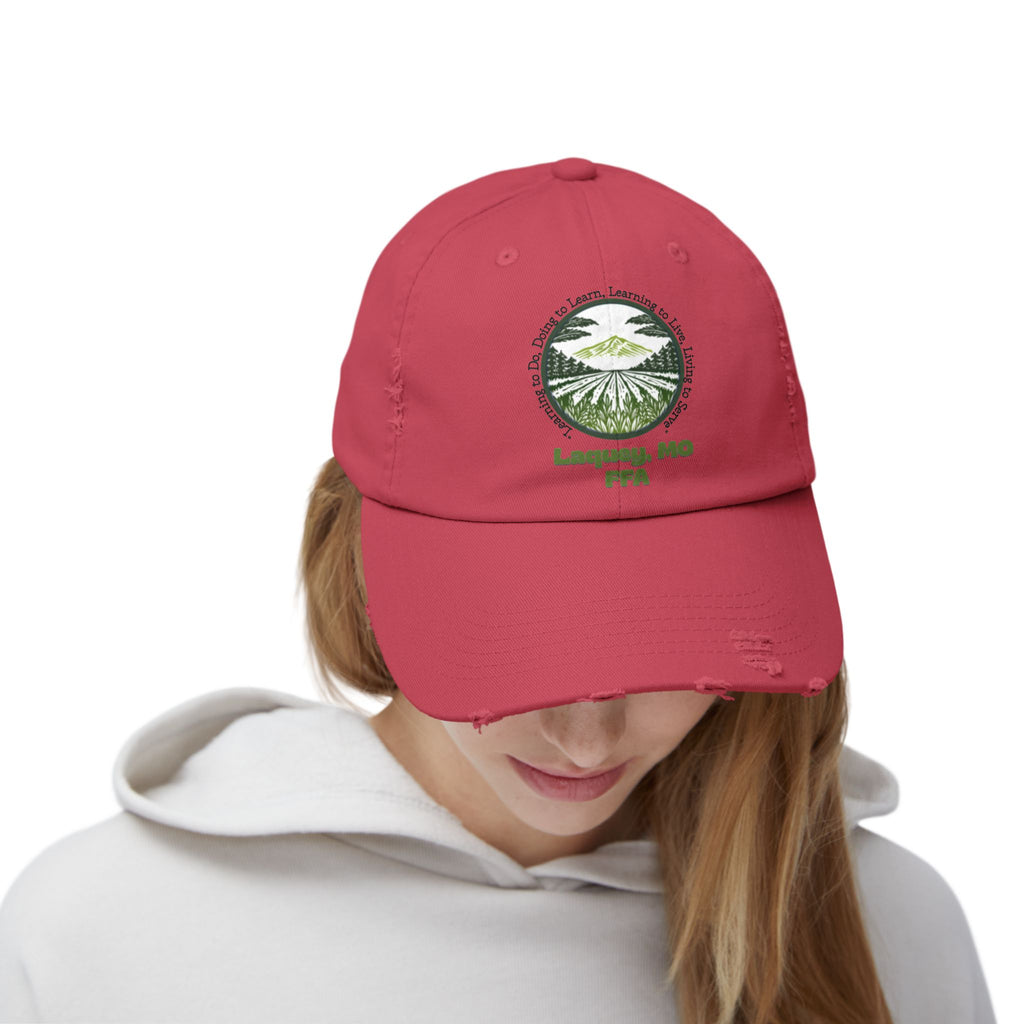Distressed Baseball Cap — Laquey, MO FFA Scenic Farm Logo