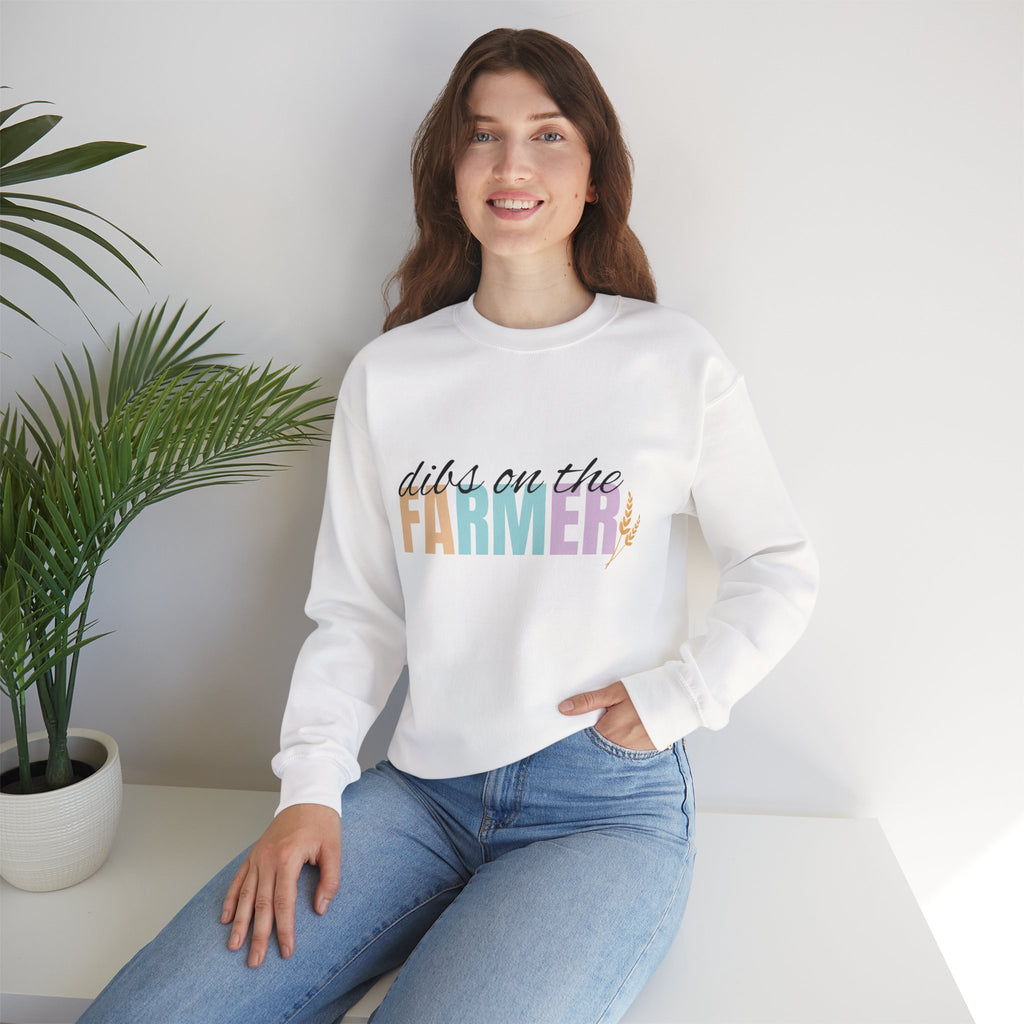 Farmer Vibes Crewneck Sweatshirt – "Dibs on the Farmer" Pastel Graphic
