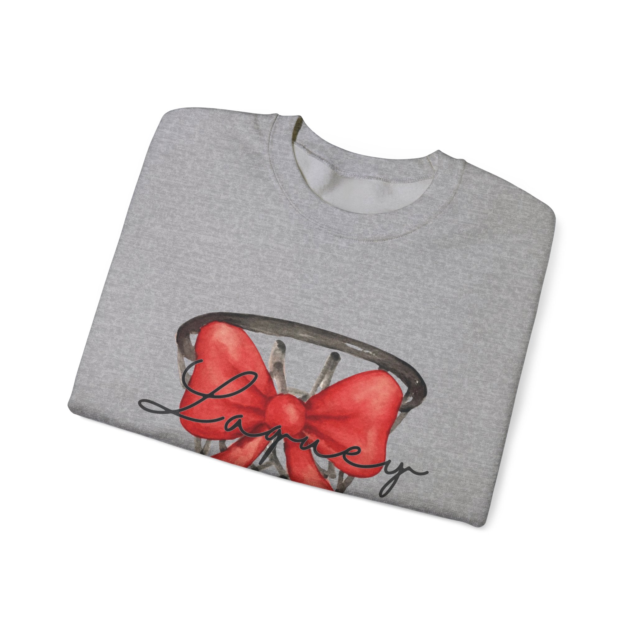 Basketball Hoop with Red Bow Sweatshirt – Basketball Season Holiday Crewneck