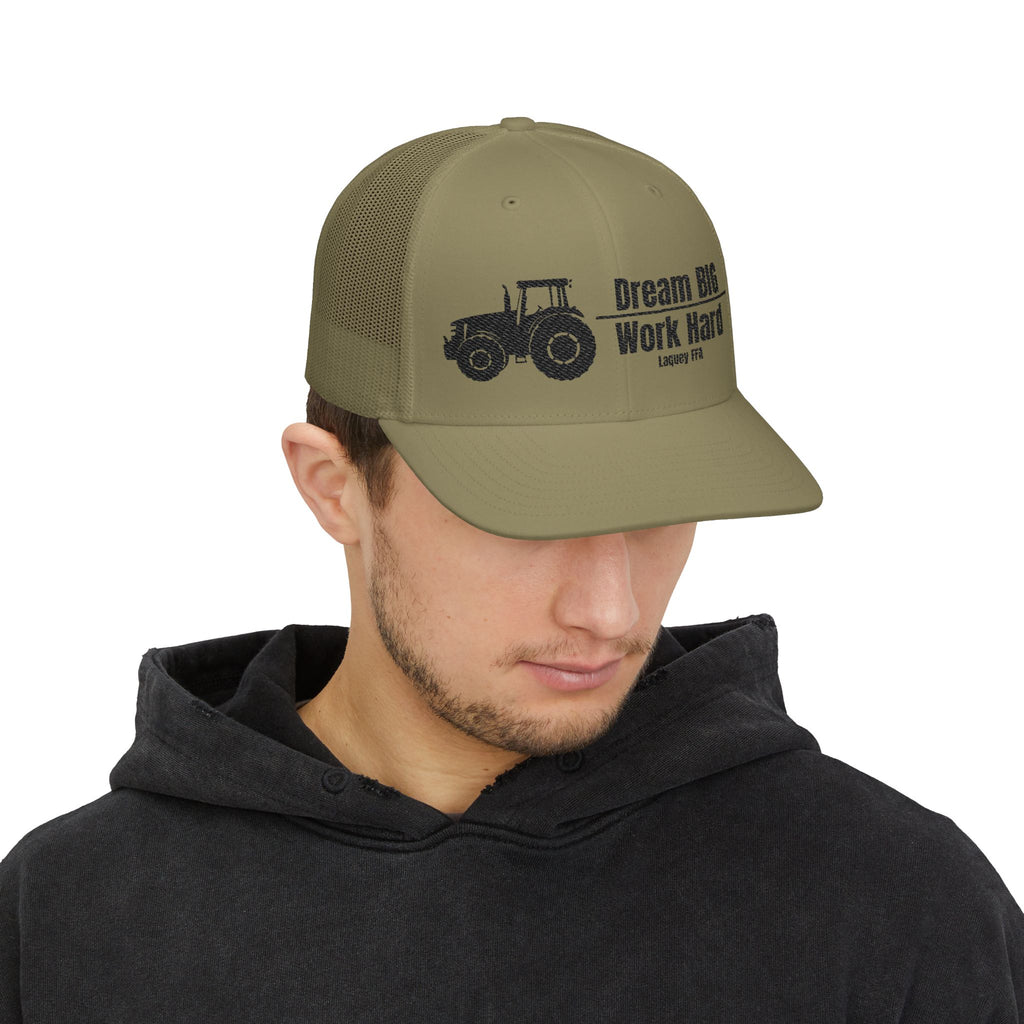 Trucker Cap — 'Dream Big Work Hard' Embroidered Tractor Snapback
