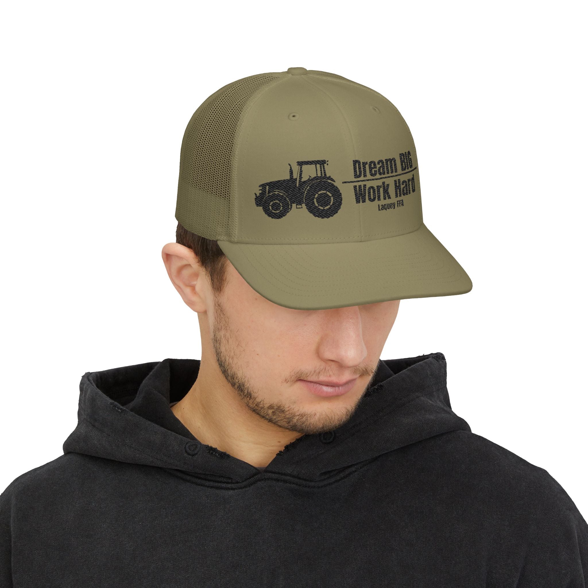 Trucker Cap — 'Dream Big Work Hard' Embroidered Tractor Snapback