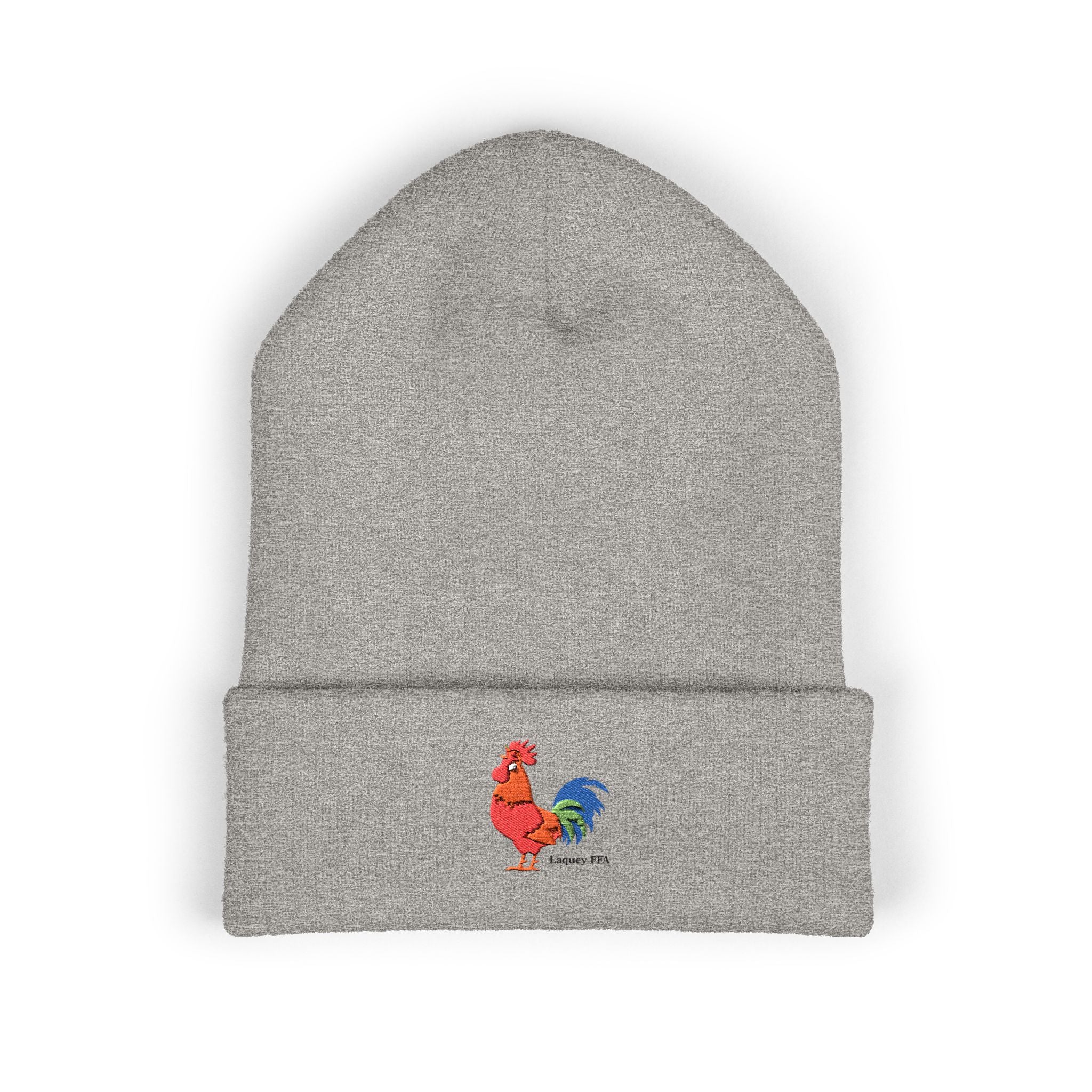 Embroidered Colorful Rooster Cuffed Beanie — Farmhouse Winter Hat