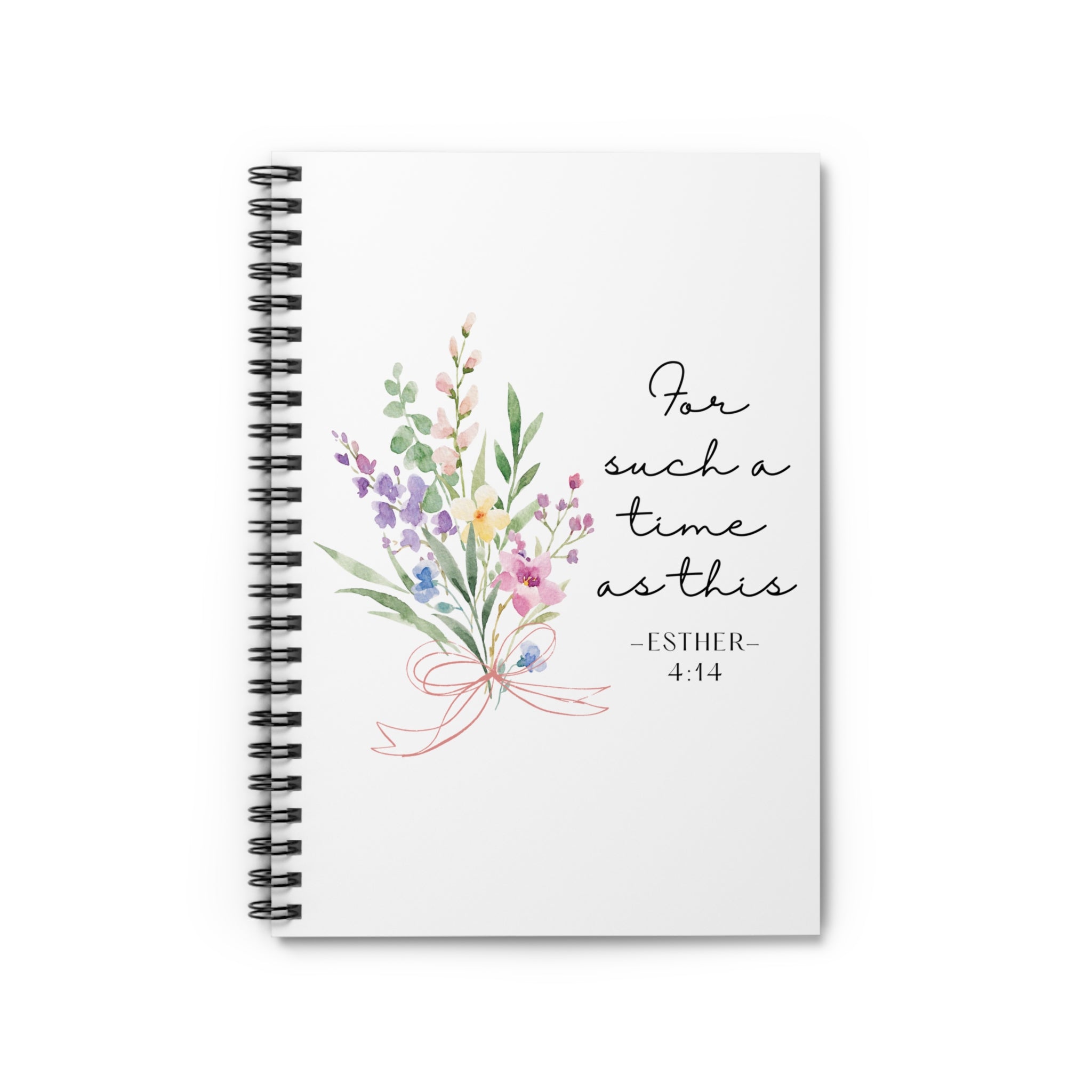Floral Scripture Spiral Notebook — “For Such a Time as This” (Esther 4:14)