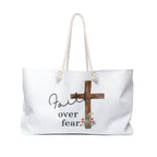 Faith Over Fear Weekender Bag – Religious Cross Travel Tote