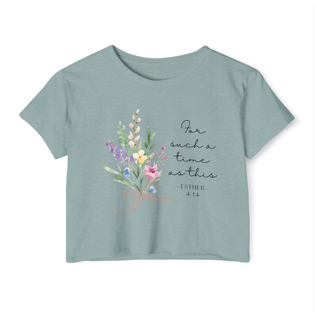 Crop Top — Floral "For Such a Time as This" Inspirational Festival Tee
