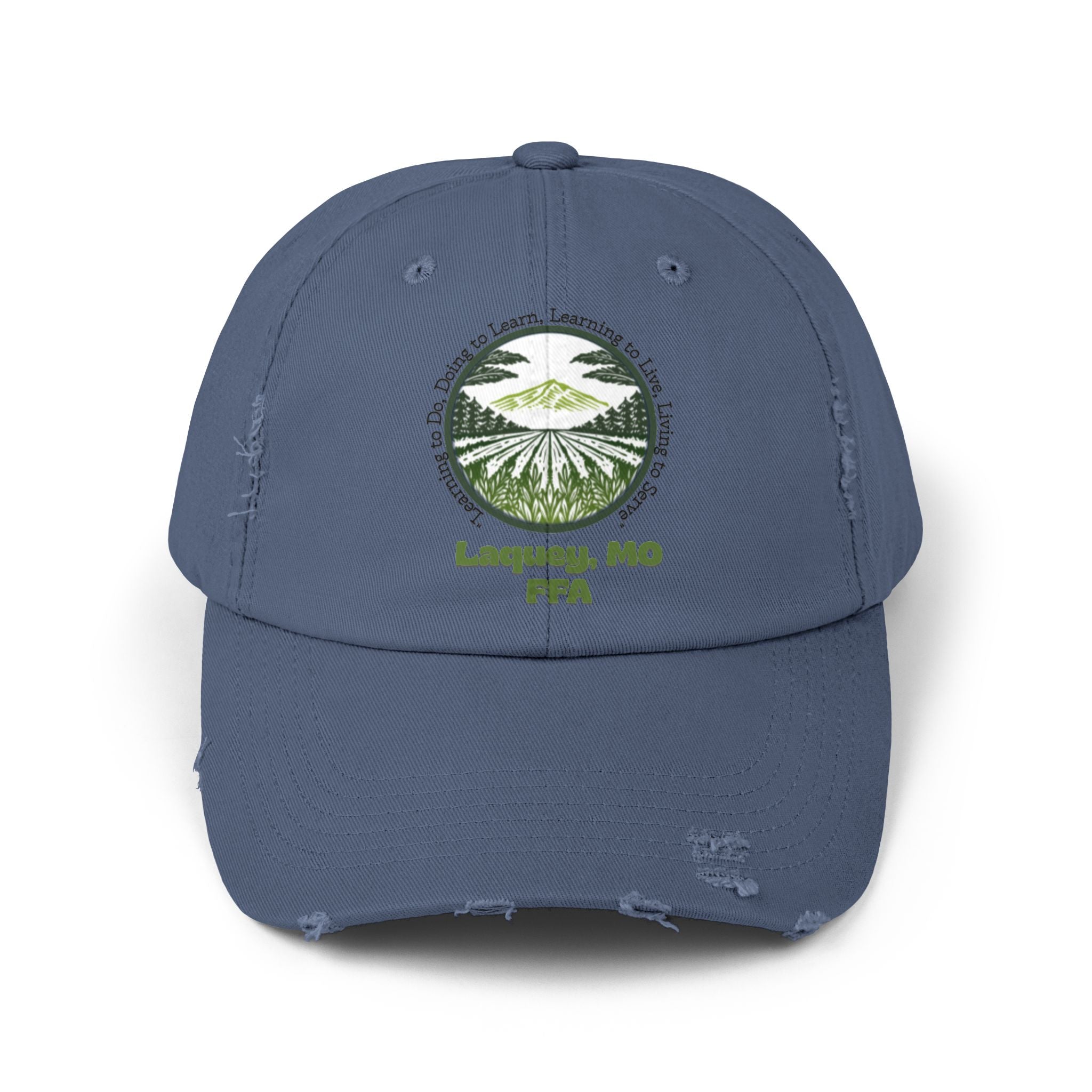 Distressed Baseball Cap — Laquey, MO FFA Scenic Farm Logo
