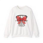Basketball Hoop with Red Bow Sweatshirt – Basketball Season Holiday Crewneck