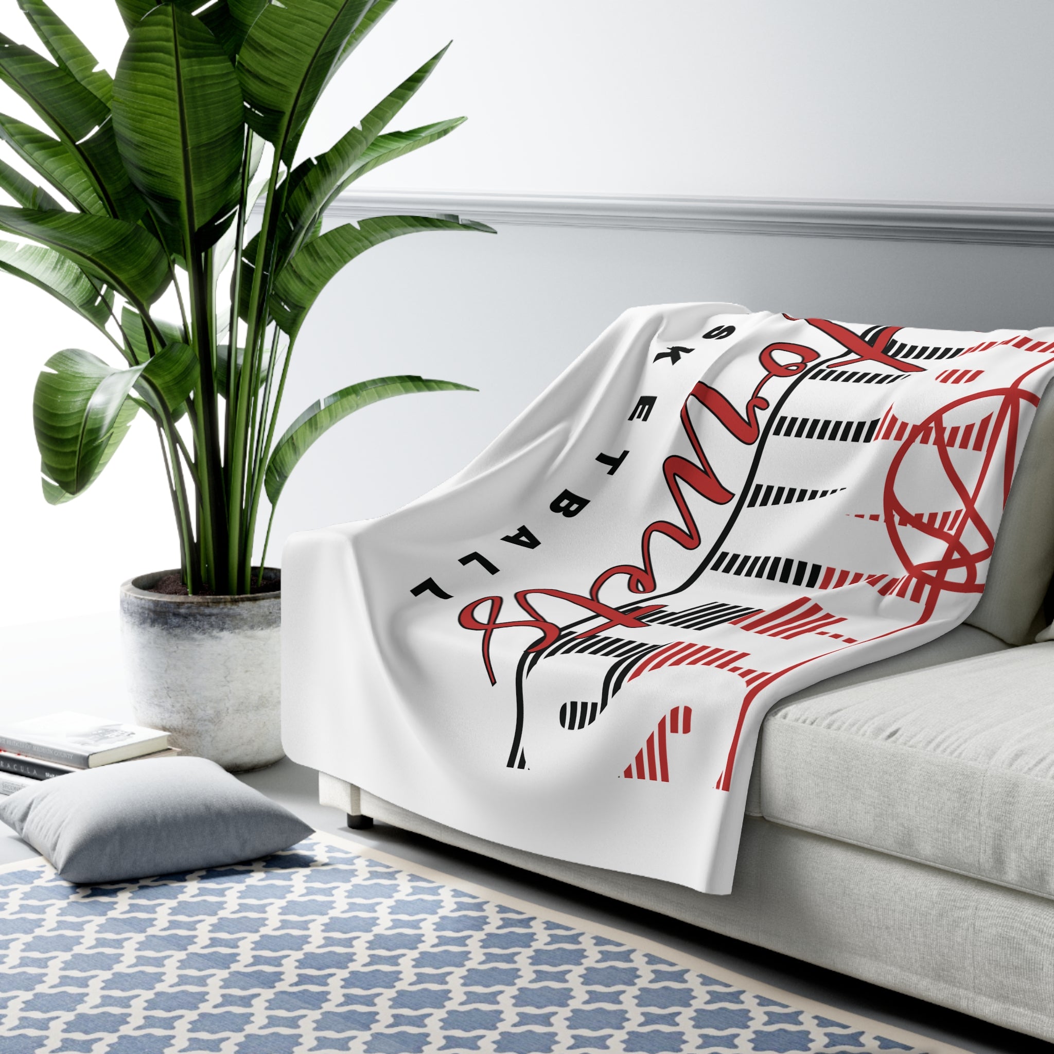 White Hornets Basketball Sherpa Blanket