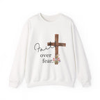 Faith Over Fear Sweatshirt — Floral Cross Christian Crewneck