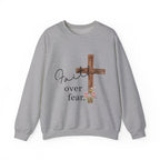 Faith Over Fear Sweatshirt — Floral Cross Christian Crewneck