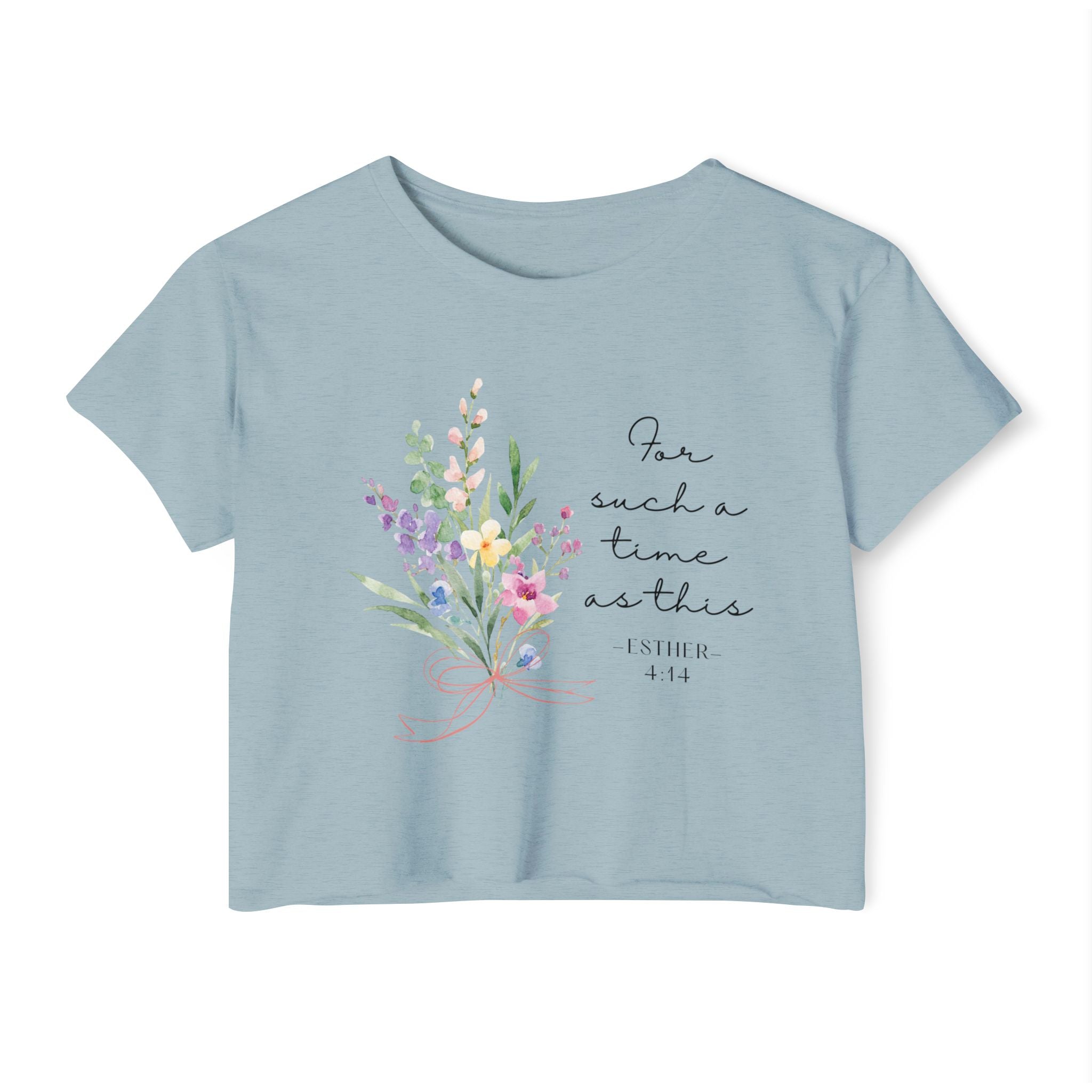 Crop Top — Floral "For Such a Time as This" Inspirational Festival Tee
