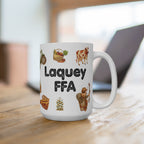 FFA Farm Life 15oz Ceramic Mug — 'Laquey FFA' Rustic Tractor, Cow & Harvest Design