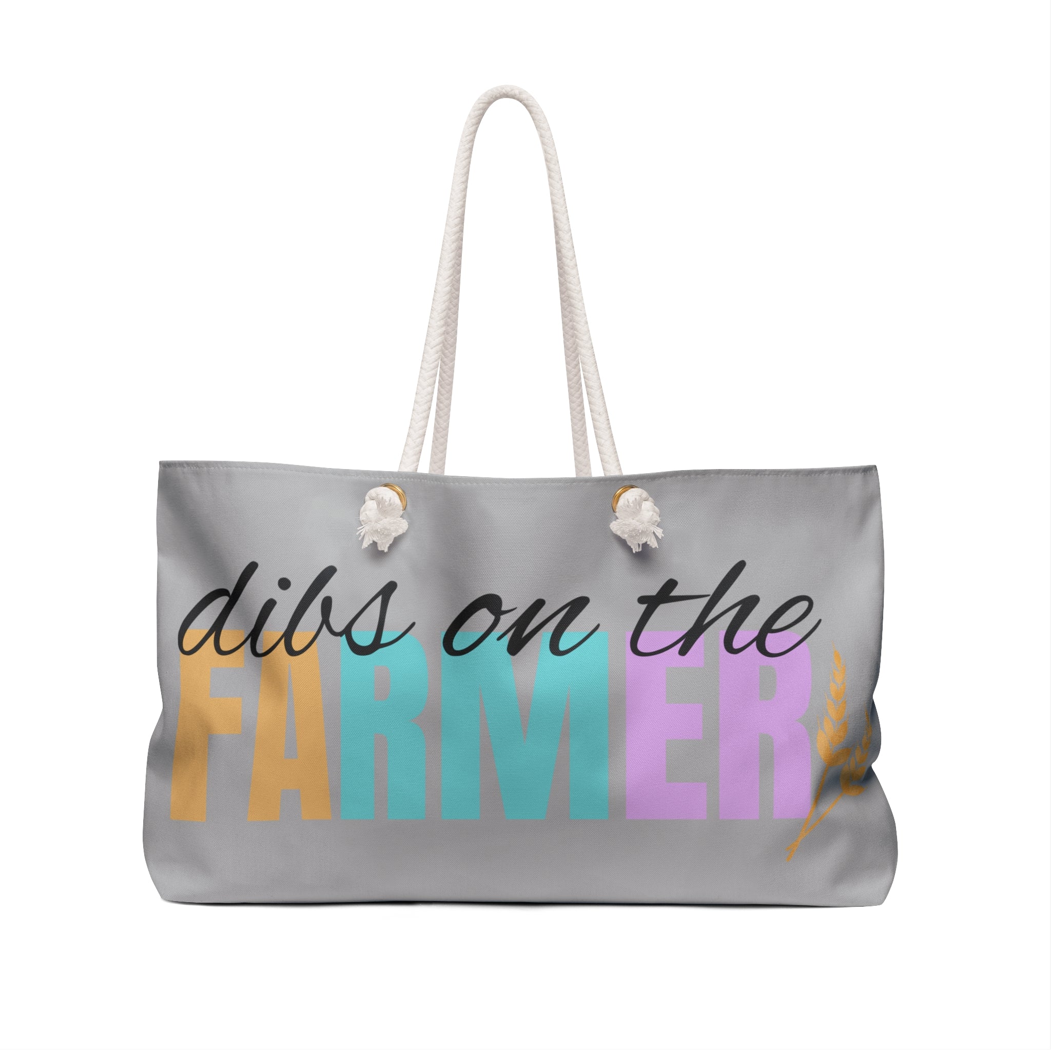 Weekender Bag — "Dibs on the Farmer" Colorblock Travel Tote