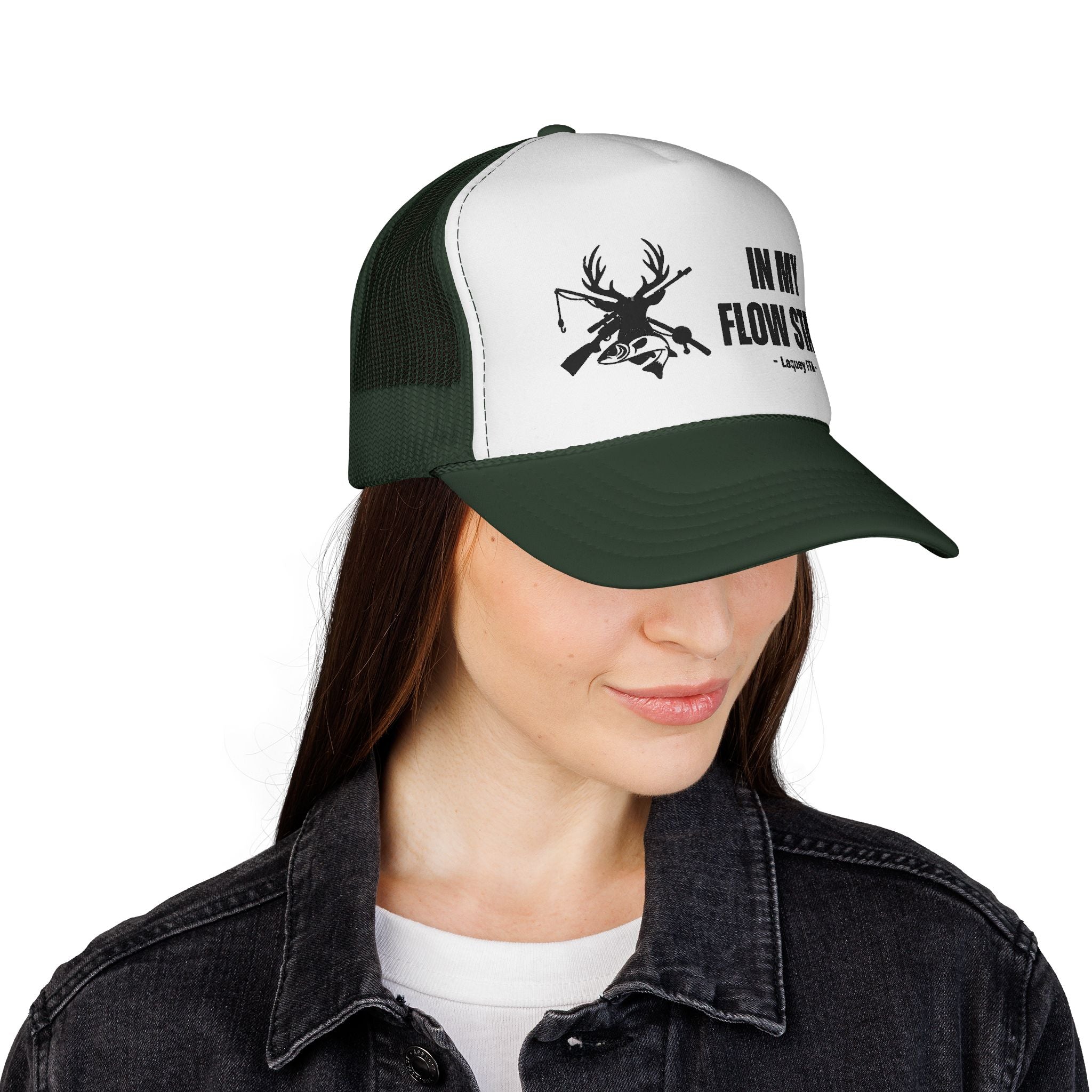 Trucker Cap — “In My Flow State” Hunting Deer Skull Mesh Hat