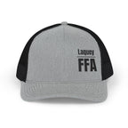 Gray and black cap with 'Laquey FFA' text on a white background