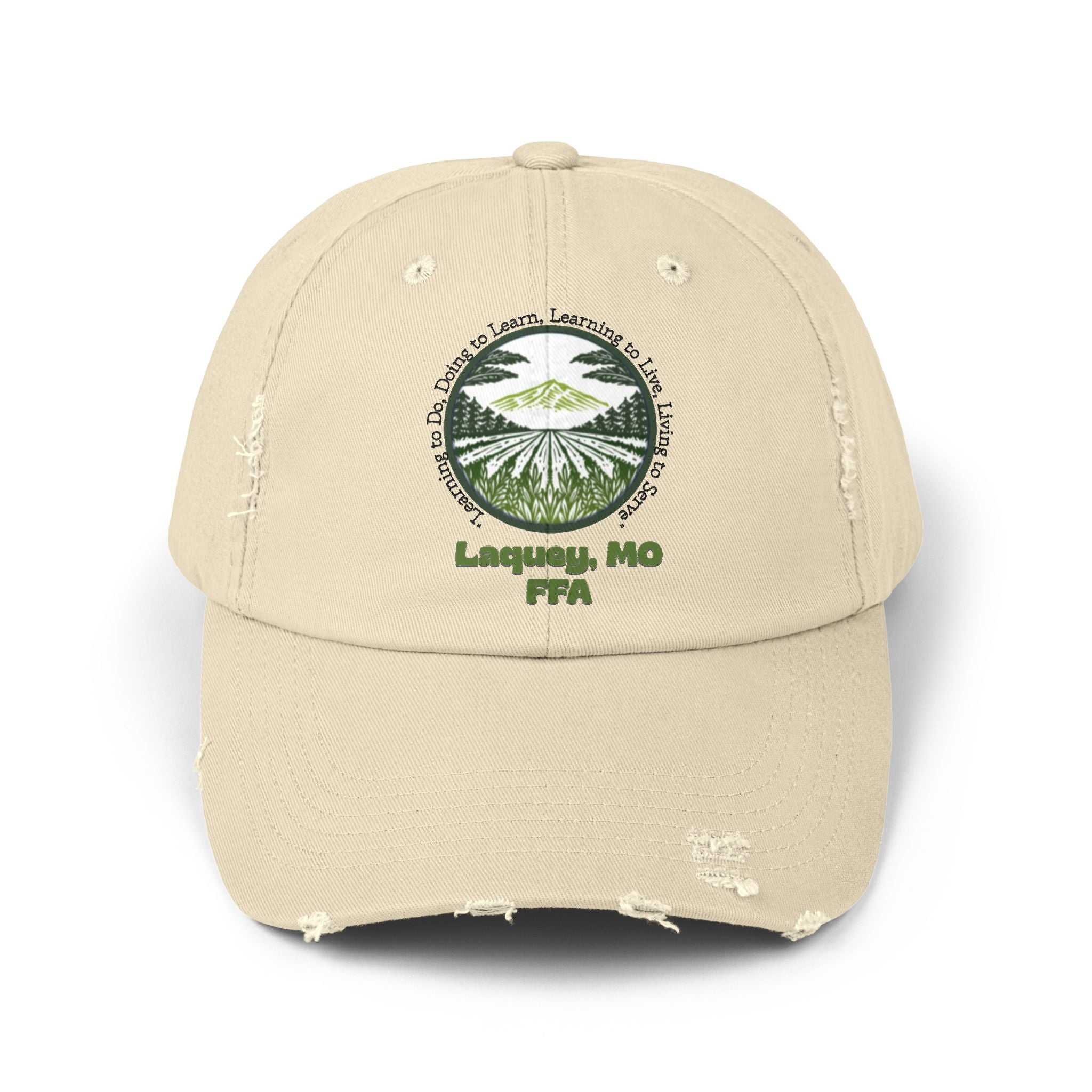Distressed Baseball Cap — Laquey, MO FFA Scenic Farm Logo
